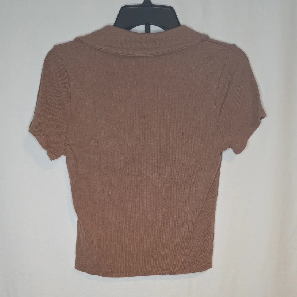 Abercrombie & Fitch Brown Collared Crop Top - Picture 2 of 3